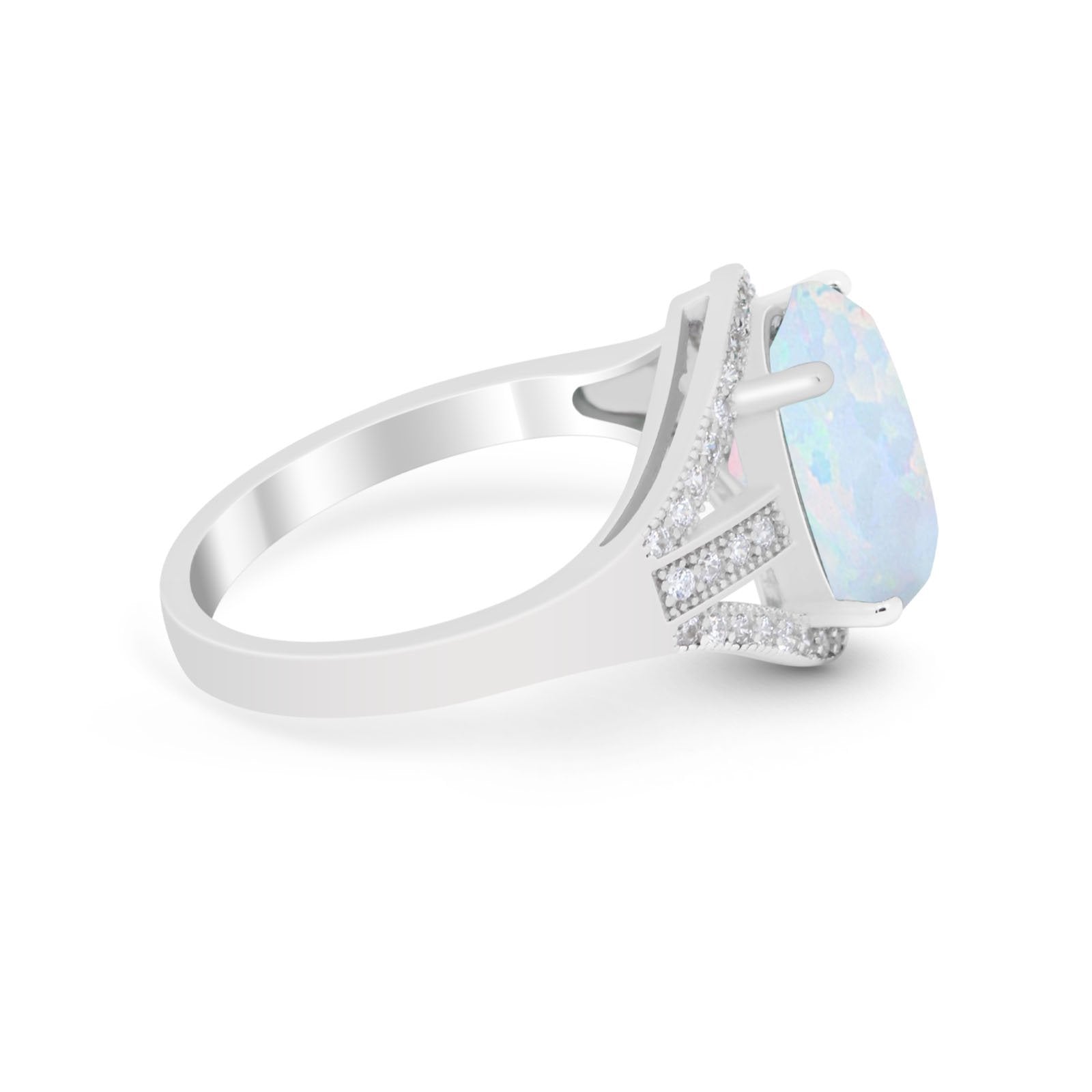 Art Deco Engagement Bridal Ring Simulated Cubic Zirconia 925 Sterling Silver BA1059