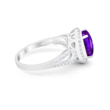 Halo Art Deco Engagement Ring Round Simulated Cubic Zirconia 925 Sterling Silver