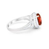 Halo Art Deco Engagement Ring Round Simulated Cubic Zirconia 925 Sterling Silver