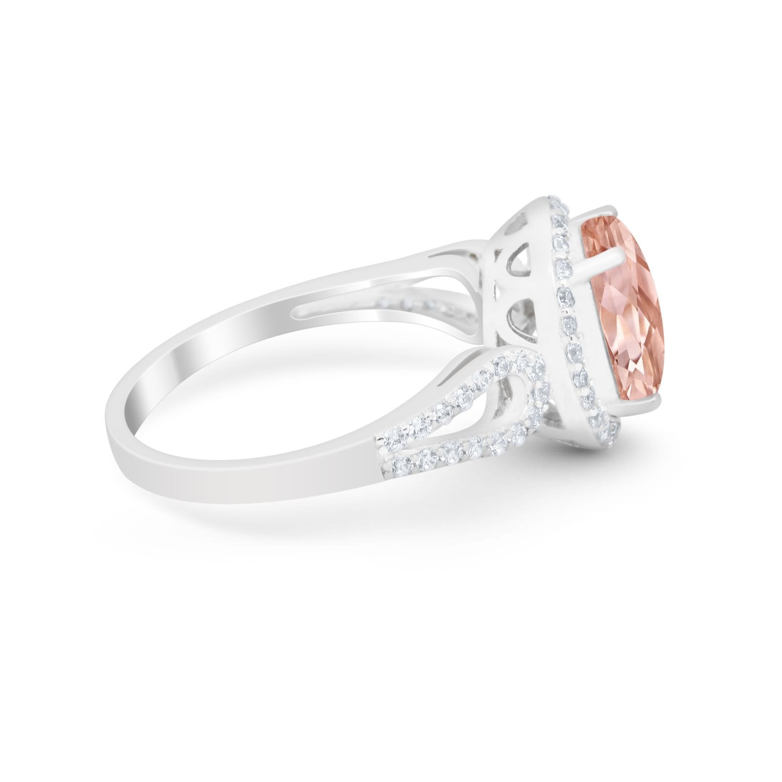Halo Art Deco Engagement Ring Round Simulated Cubic Zirconia 925 Sterling Silver