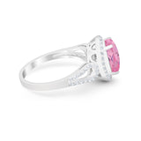 Halo Art Deco Engagement Ring Round Simulated Cubic Zirconia 925 Sterling Silver