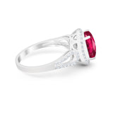 Halo Art Deco Engagement Ring Round Simulated Cubic Zirconia 925 Sterling Silver