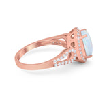Halo Art Deco Engagement Ring Round Simulated Cubic Zirconia 925 Sterling Silver