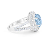 Vintage Style Oval Engagement Ring Round Simulated CZ 925 Sterling Silver