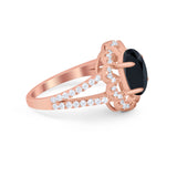 Vintage Style Oval Engagement Ring Round Simulated CZ 925 Sterling Silver