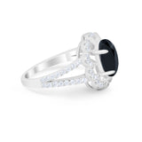 Vintage Style Oval Engagement Ring Round Simulated CZ 925 Sterling Silver