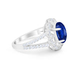 Vintage Style Oval Engagement Ring Round Simulated CZ 925 Sterling Silver