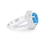 Vintage Style Oval Engagement Ring Round Simulated CZ 925 Sterling Silver