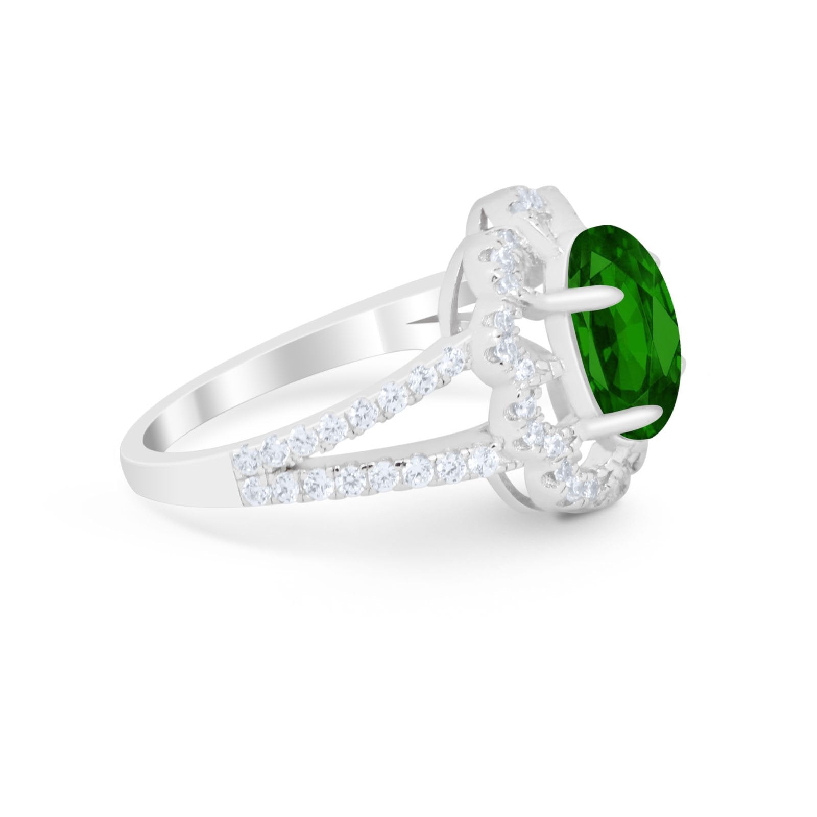 Vintage Style Oval Engagement Ring Round Simulated CZ 925 Sterling Silver