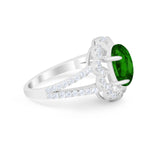 Vintage Style Oval Engagement Ring Round Simulated CZ 925 Sterling Silver