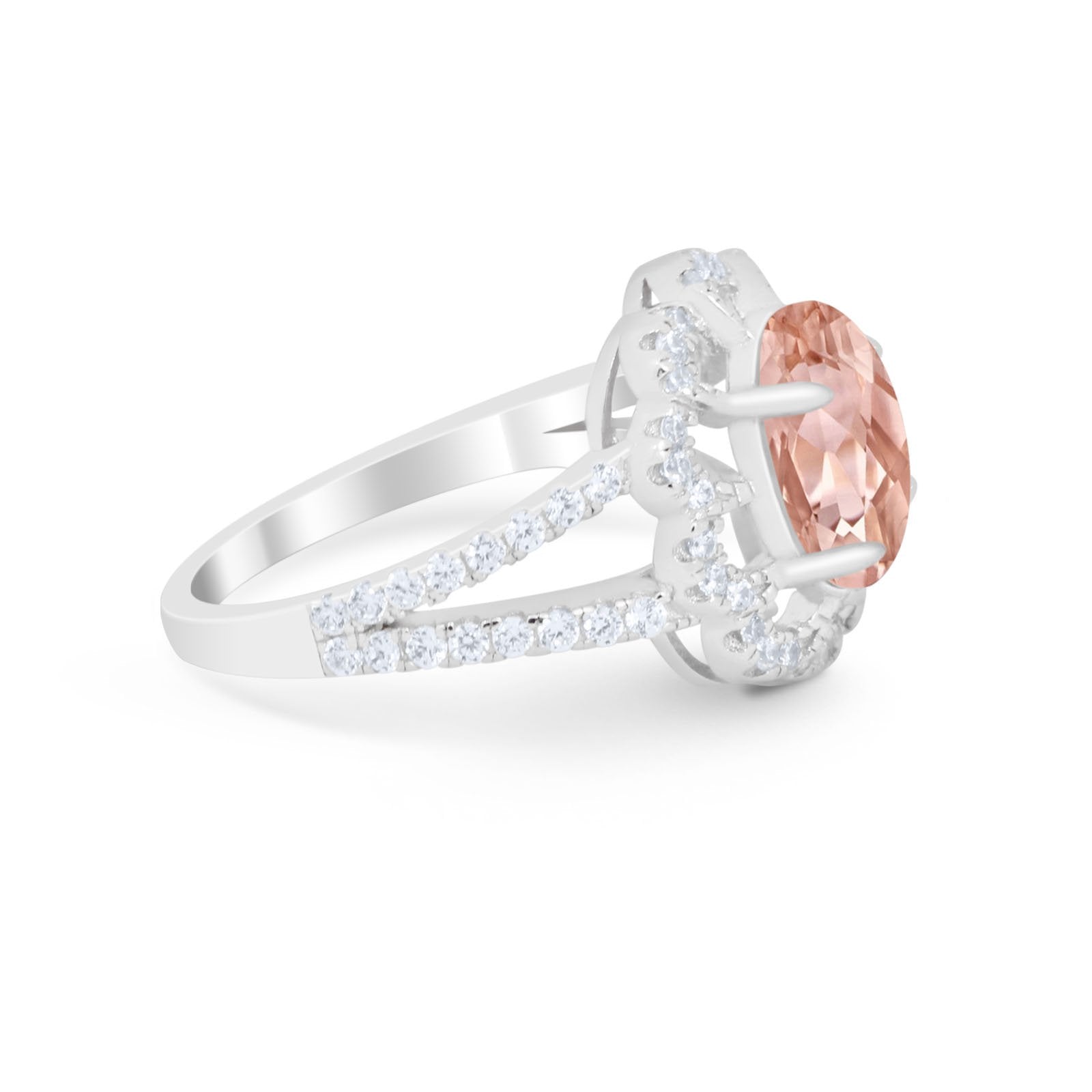 Vintage Style Oval Engagement Ring Round Simulated CZ 925 Sterling Silver