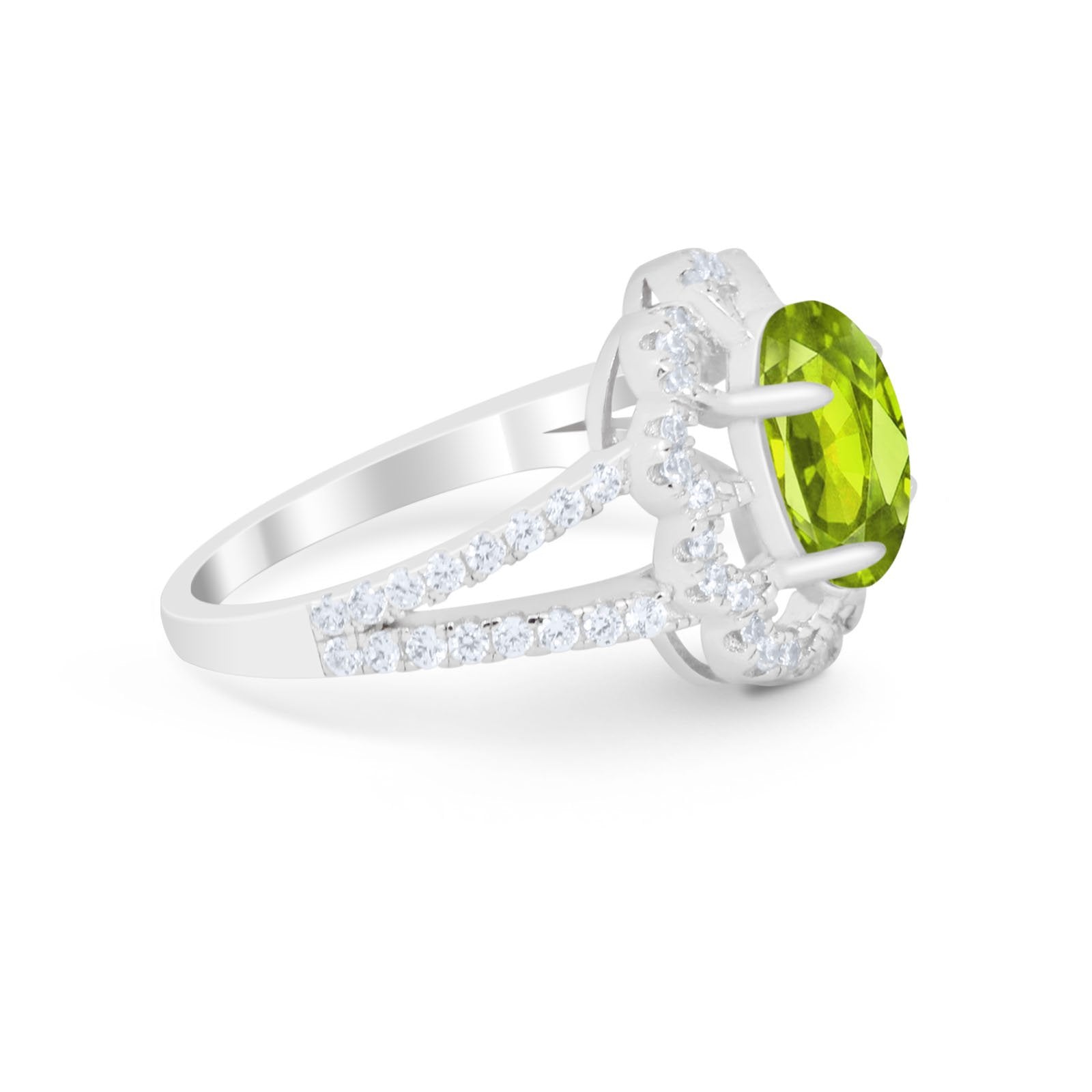 Vintage Style Oval Engagement Ring Round Simulated CZ 925 Sterling Silver