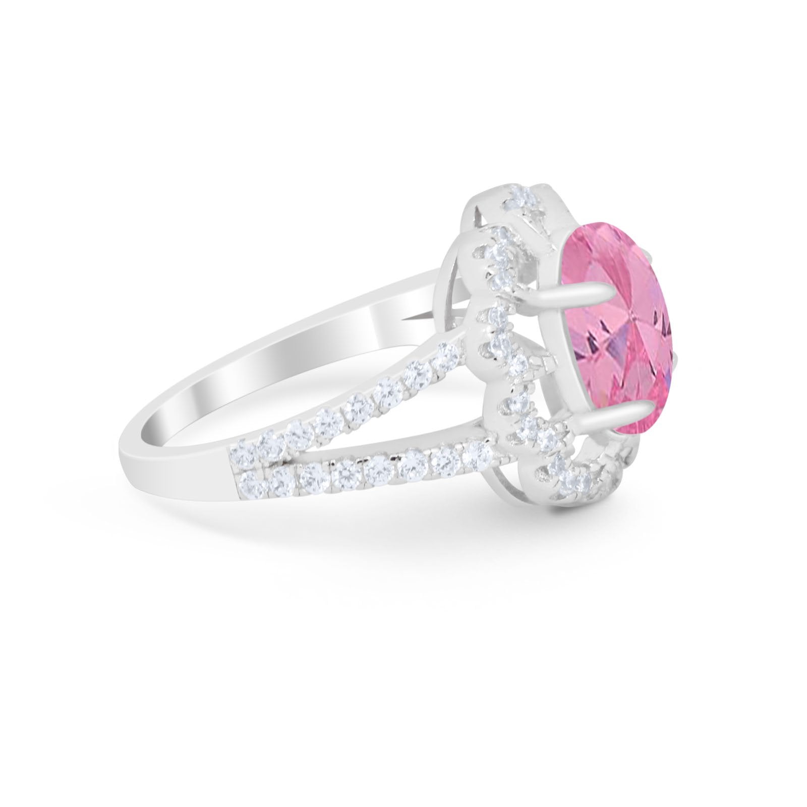 Vintage Style Oval Engagement Ring Round Simulated CZ 925 Sterling Silver