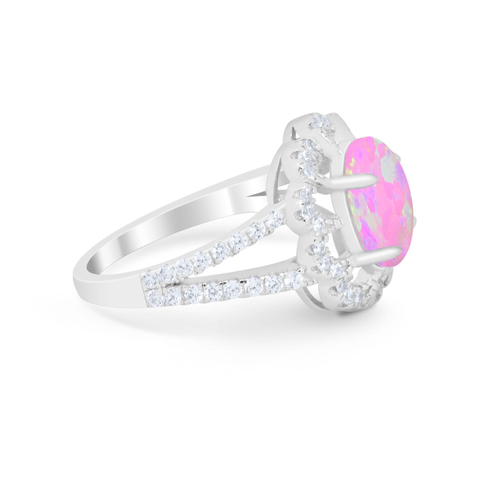Vintage Style Oval Engagement Ring Round Simulated CZ 925 Sterling Silver