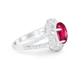 Vintage Style Oval Engagement Ring Round Simulated CZ 925 Sterling Silver