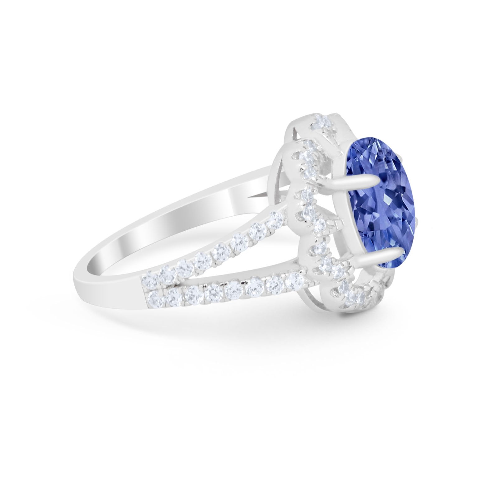 Vintage Style Oval Engagement Ring Round Simulated CZ 925 Sterling Silver