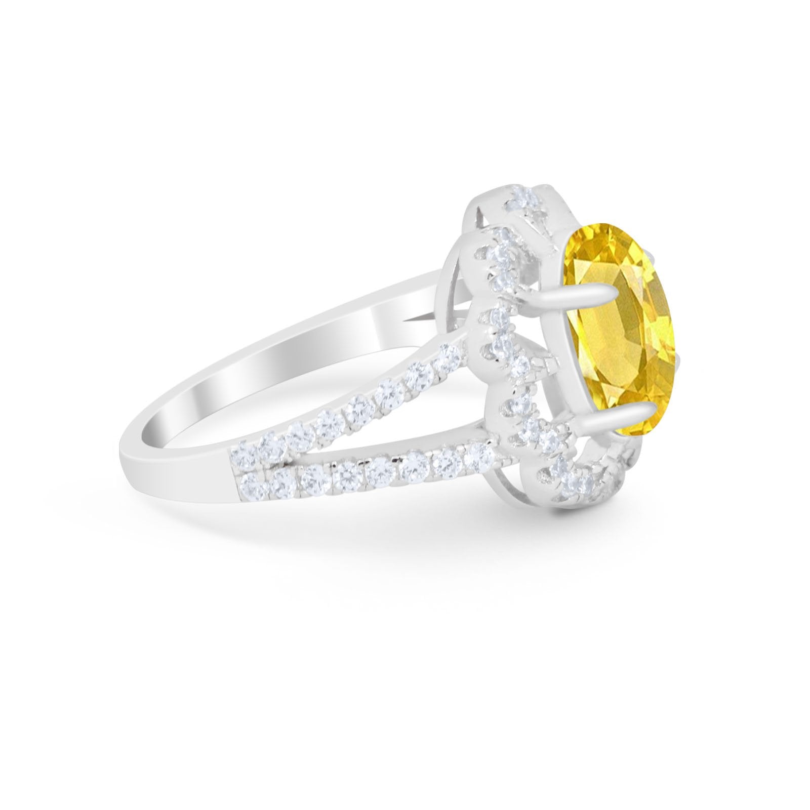 Vintage Style Oval Engagement Ring Round Simulated CZ 925 Sterling Silver