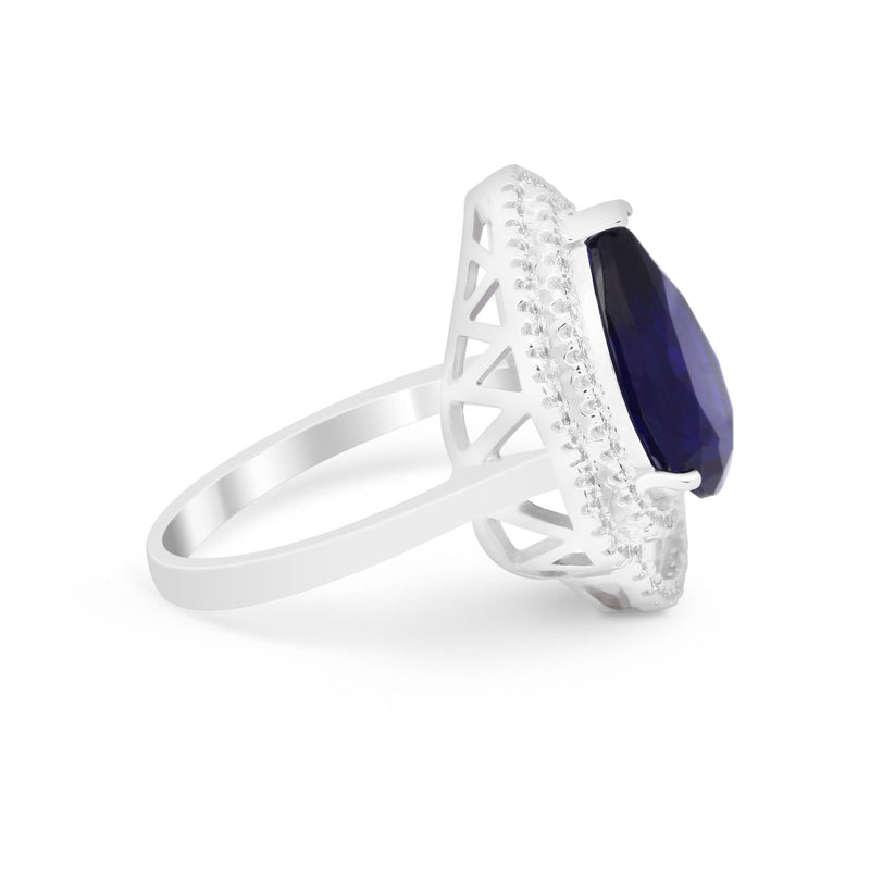 Teardrop Wedding Ring Round Simulated Cubic Zirconia 925 Sterling Silver BA1065