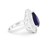 Teardrop Wedding Ring Round Simulated Cubic Zirconia 925 Sterling Silver BA1065