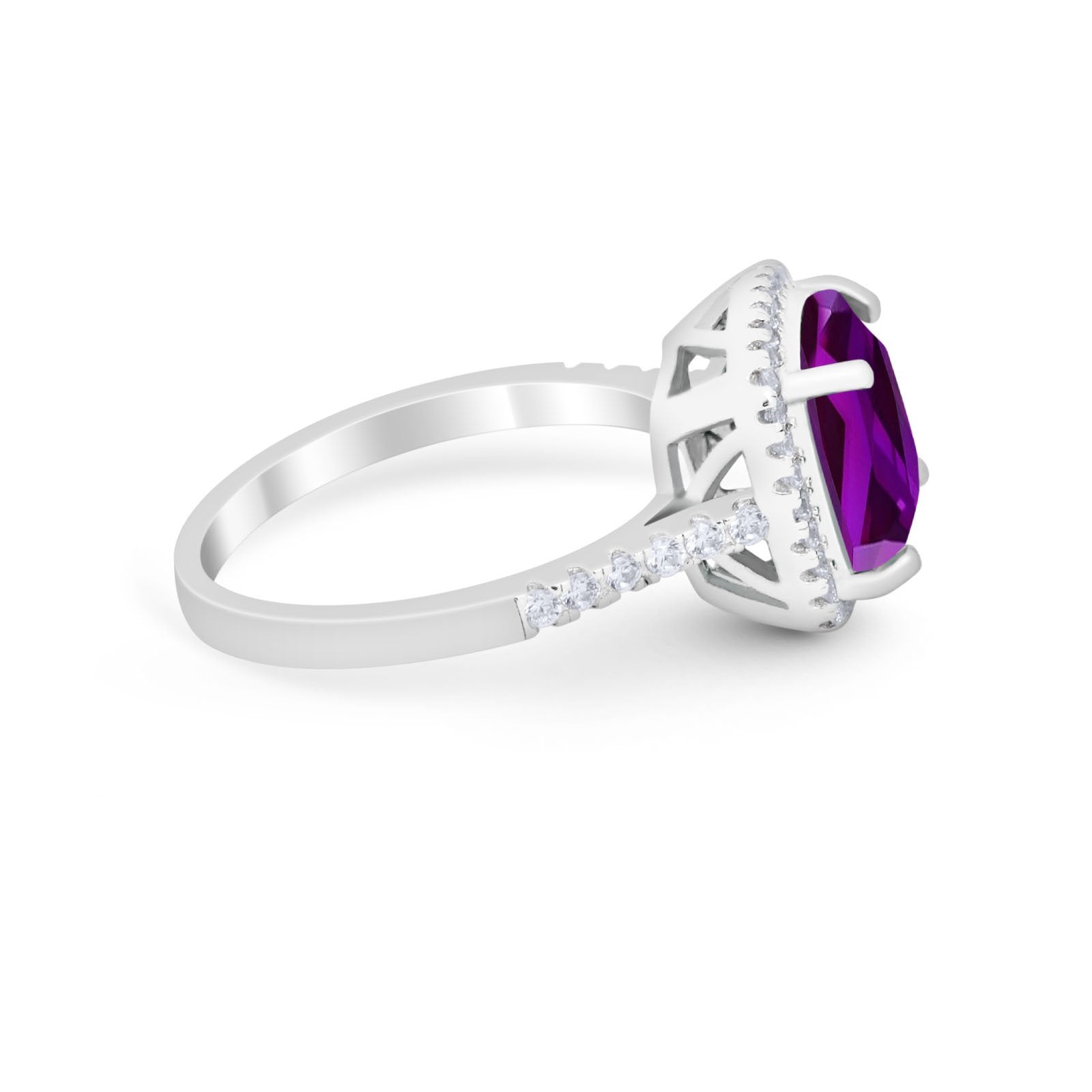 Halo Cushion Cut Engagement Ring Round Simulated Cubic Zirconia 925 Sterling Silver BA1066