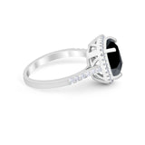 Halo Cushion Cut Engagement Ring Round Simulated Cubic Zirconia 925 Sterling Silver BA1066