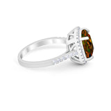 Halo Cushion Cut Engagement Ring Round Simulated Cubic Zirconia 925 Sterling Silver BA1066