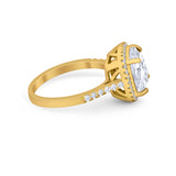 Halo Cushion Cut Engagement Ring Round Simulated Cubic Zirconia 925 Sterling Silver BA1066