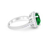 Halo Cushion Cut Engagement Ring Round Simulated Cubic Zirconia 925 Sterling Silver BA1066