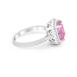 Halo Cushion Cut Engagement Ring Round Simulated Cubic Zirconia 925 Sterling Silver BA1066