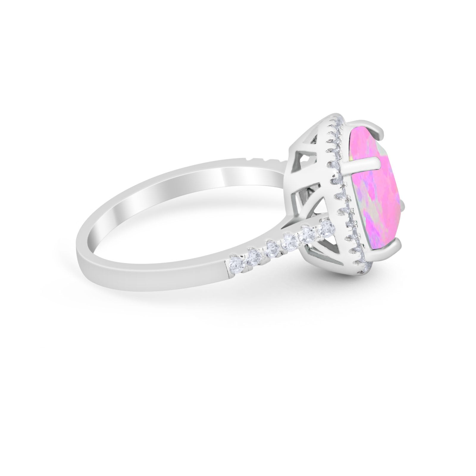 Halo Cushion Cut Engagement Ring Round Simulated Cubic Zirconia 925 Sterling Silver BA1066