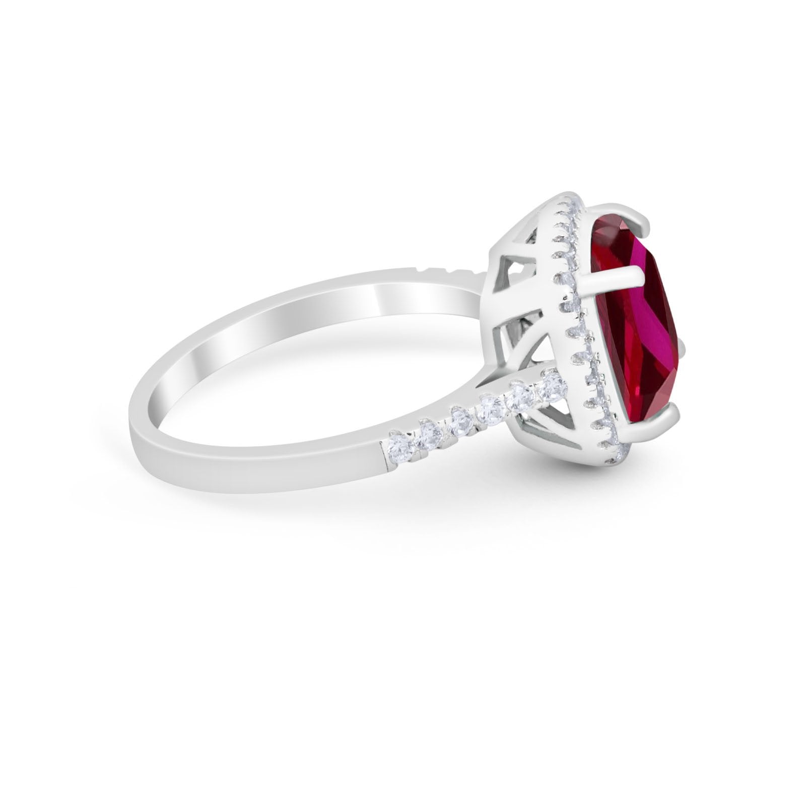 Halo Cushion Cut Engagement Ring Round Simulated Cubic Zirconia 925 Sterling Silver BA1066