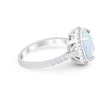 Halo Cushion Cut Engagement Ring Round Simulated Cubic Zirconia 925 Sterling Silver BA1066
