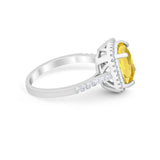 Halo Cushion Cut Engagement Ring Round Simulated Cubic Zirconia 925 Sterling Silver BA1066