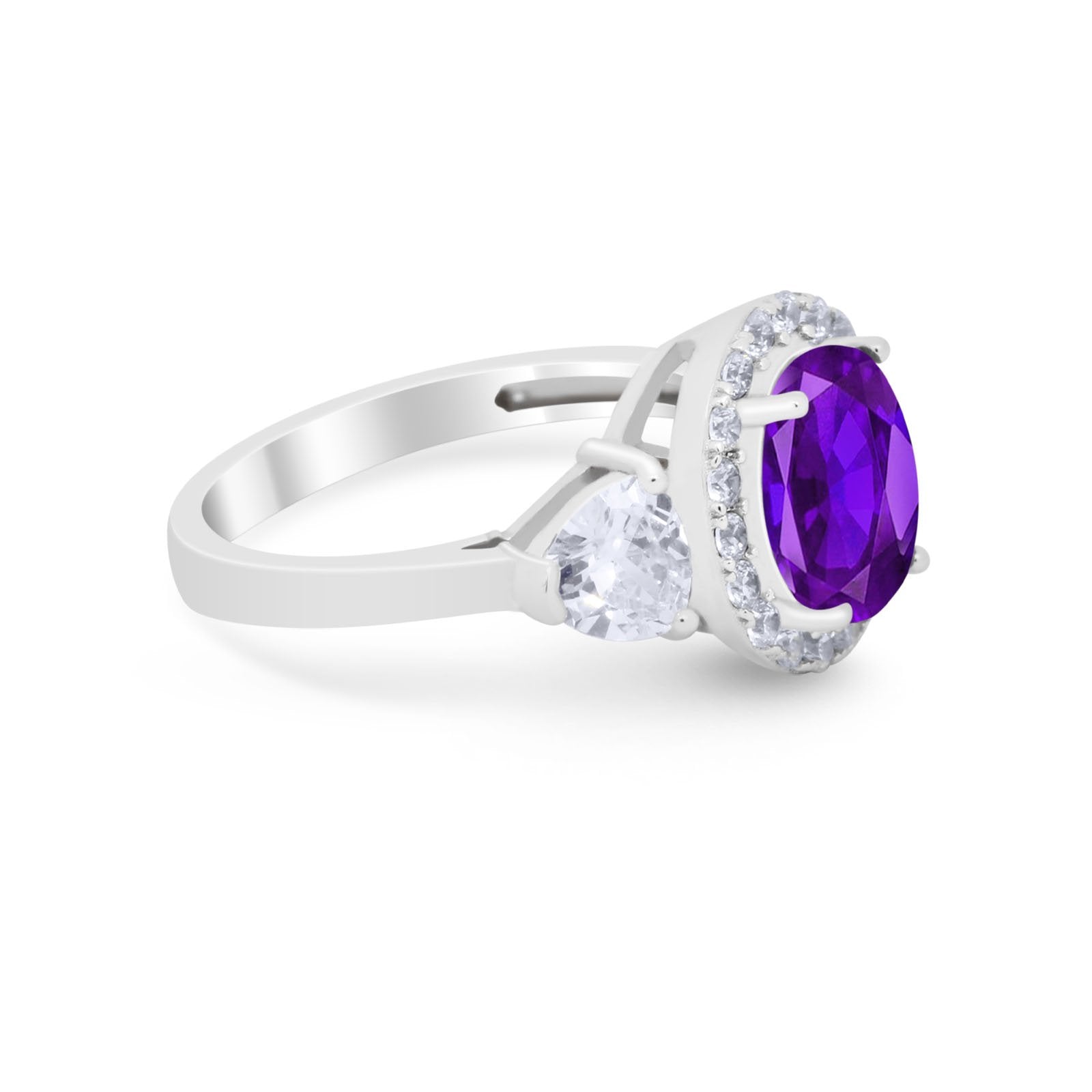 Three Stone Engagement Ring Simulated Cubic Zirconia 925 Sterling Silver BA1067