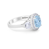 Three Stone Engagement Ring Simulated Cubic Zirconia 925 Sterling Silver BA1067