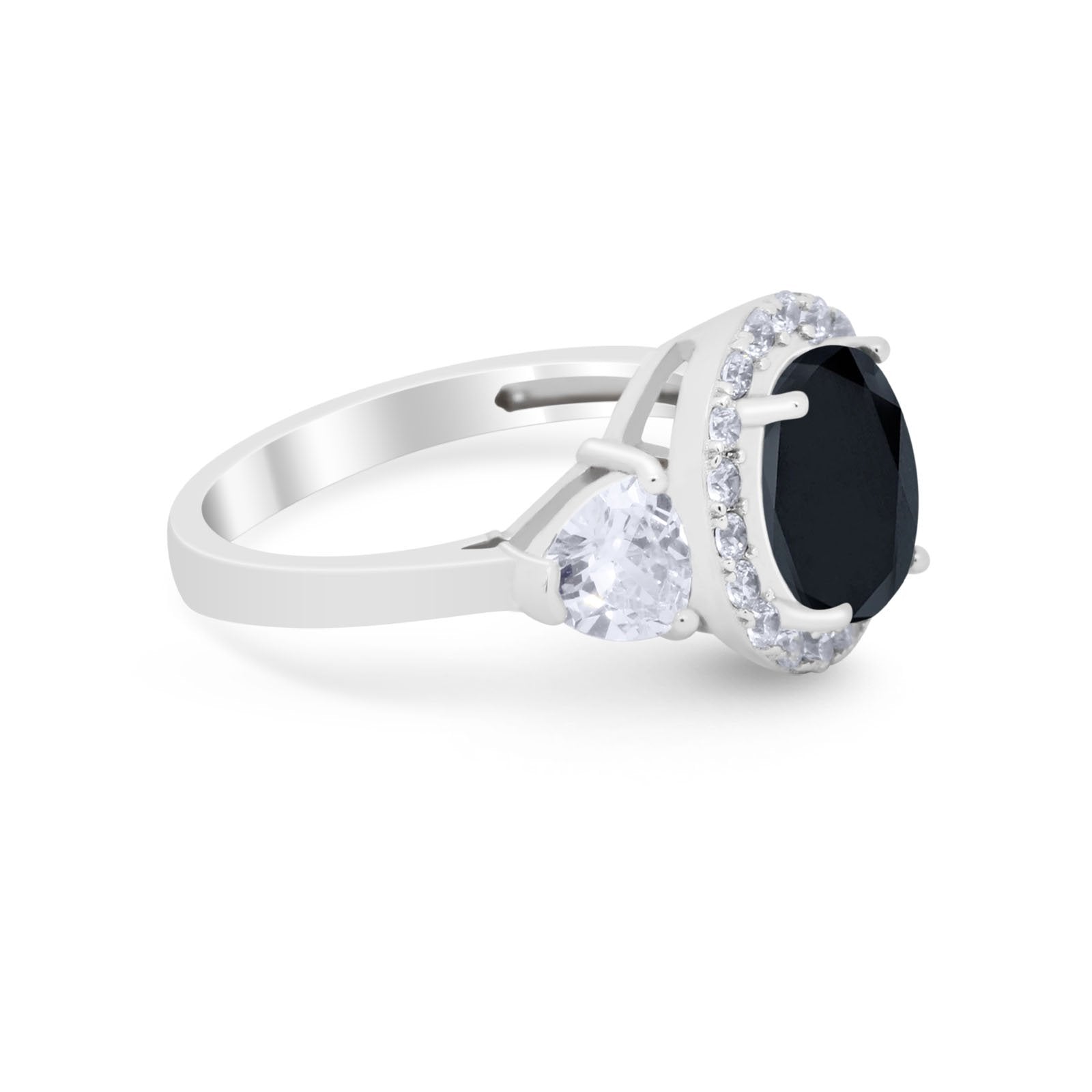 Three Stone Engagement Ring Simulated Cubic Zirconia 925 Sterling Silver BA1067