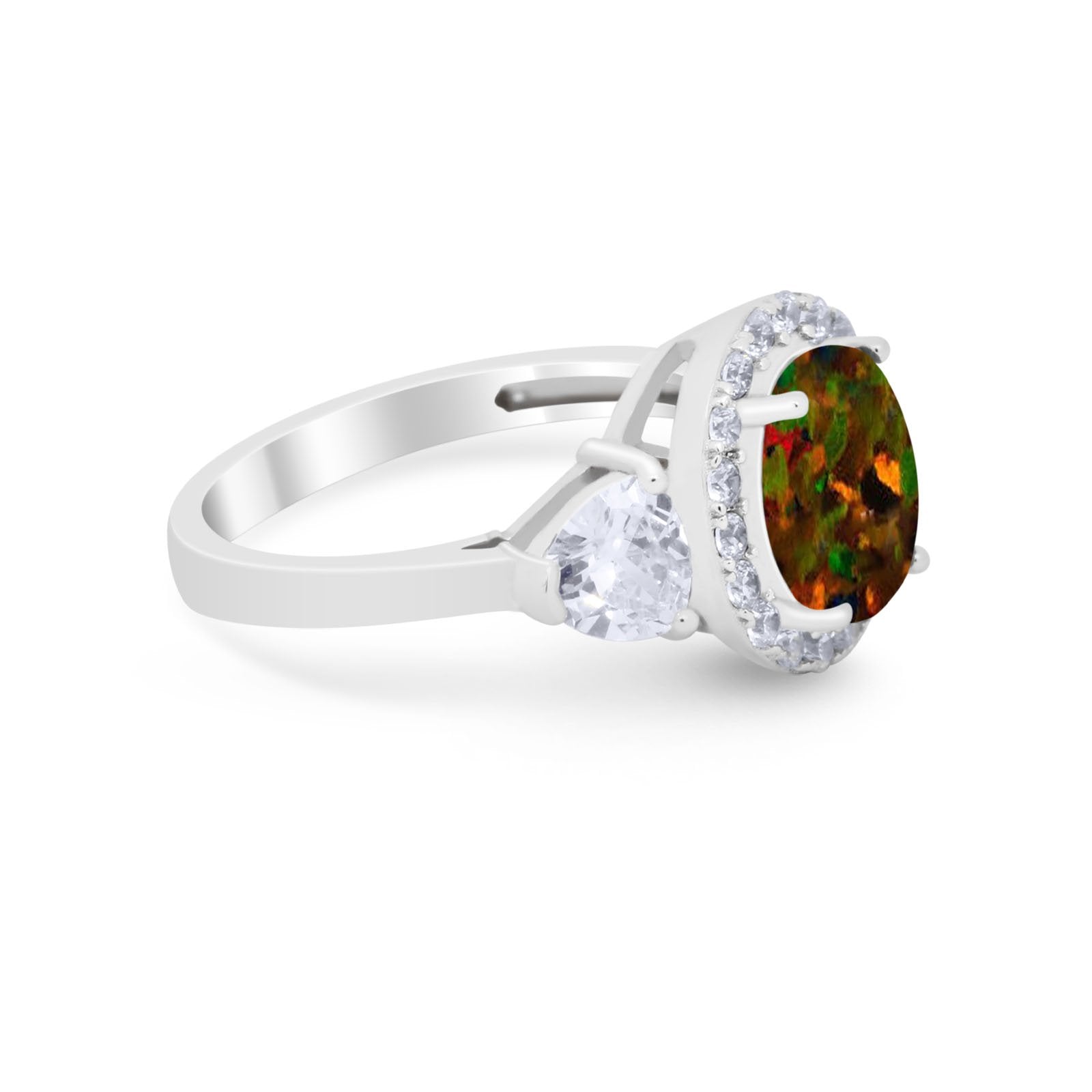 Three Stone Engagement Ring Simulated Cubic Zirconia 925 Sterling Silver BA1067