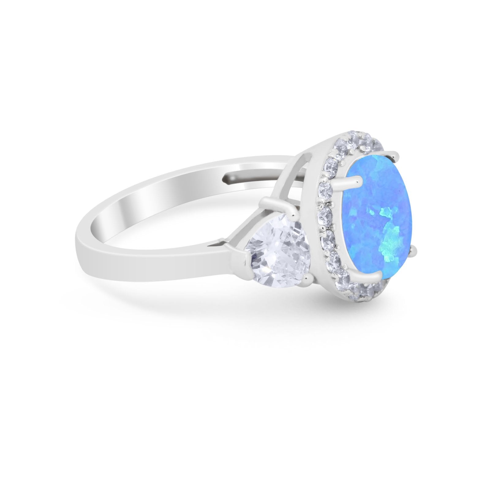 Three Stone Engagement Ring Simulated Cubic Zirconia 925 Sterling Silver BA1067