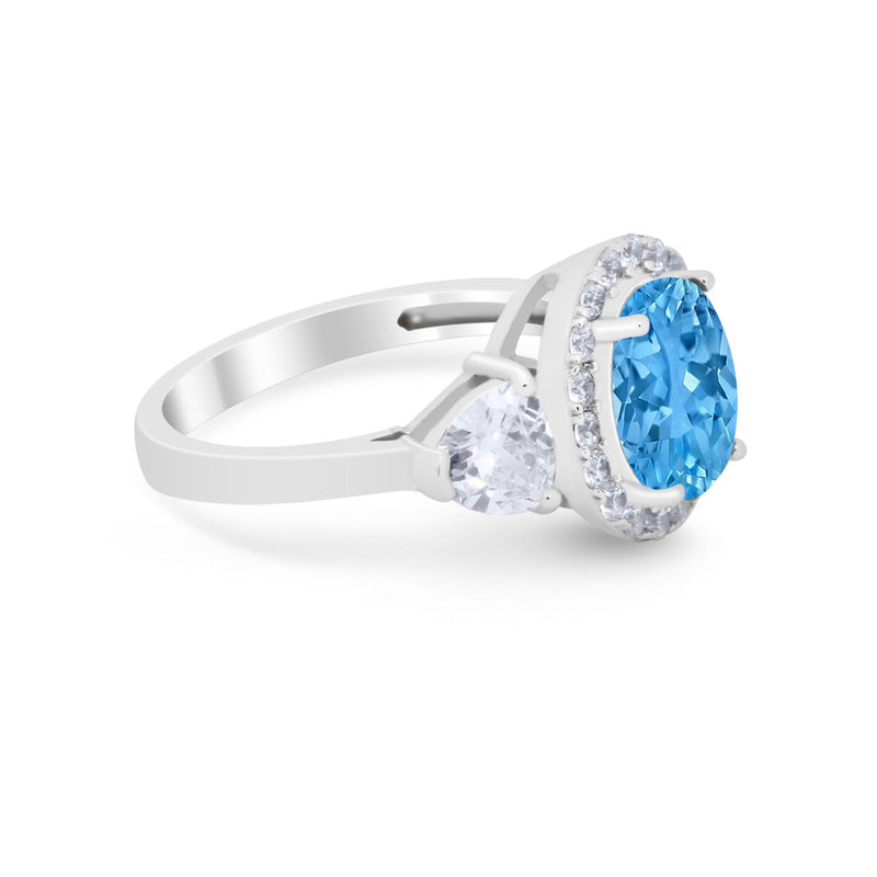 Three Stone Engagement Ring Simulated Cubic Zirconia 925 Sterling Silver BA1067