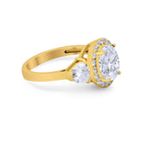 Three Stone Engagement Ring Simulated Cubic Zirconia 925 Sterling Silver BA1067
