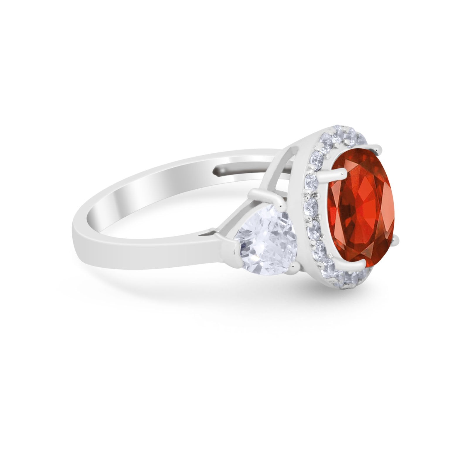 Three Stone Engagement Ring Simulated Cubic Zirconia 925 Sterling Silver BA1067