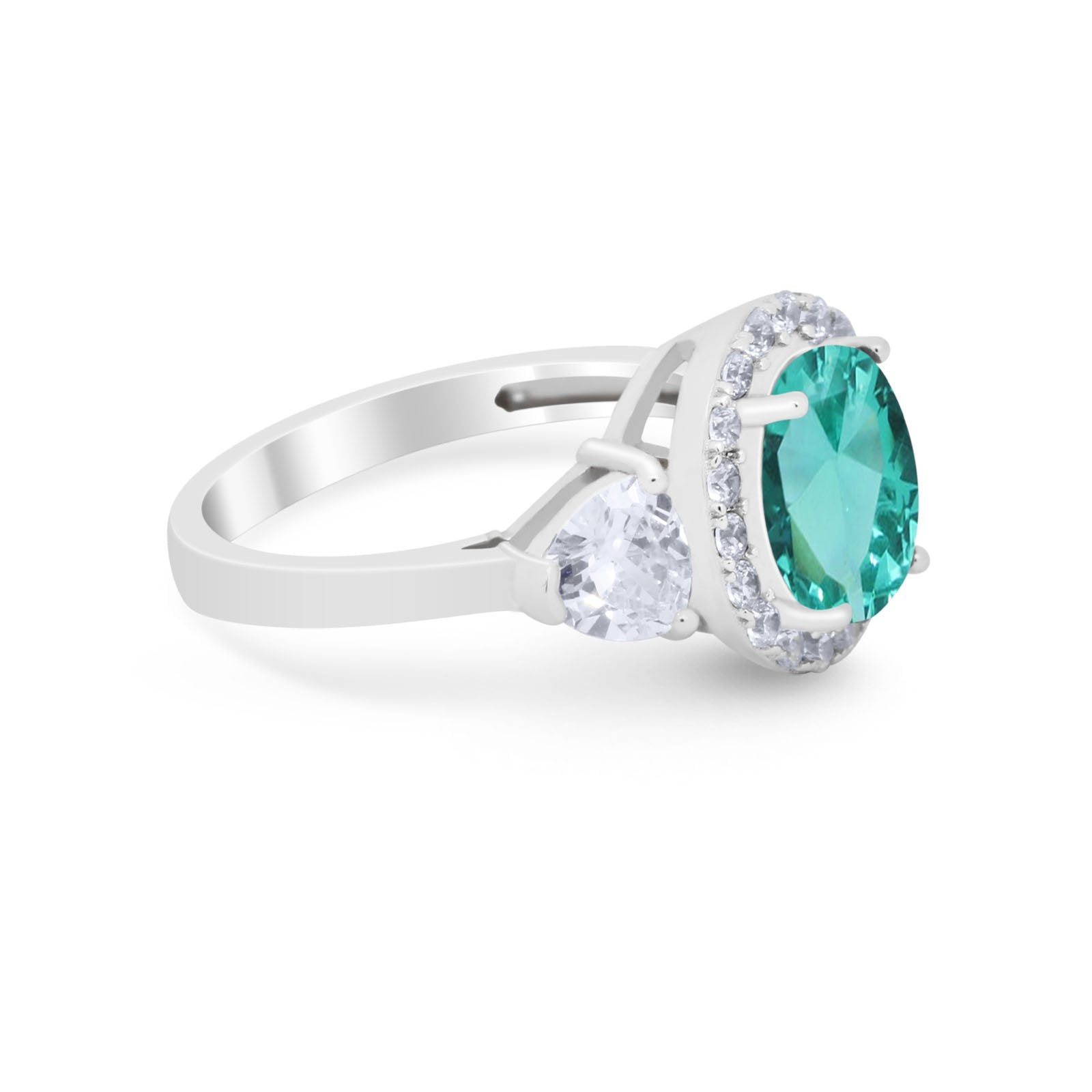 Three Stone Engagement Ring Simulated Cubic Zirconia 925 Sterling Silver BA1067