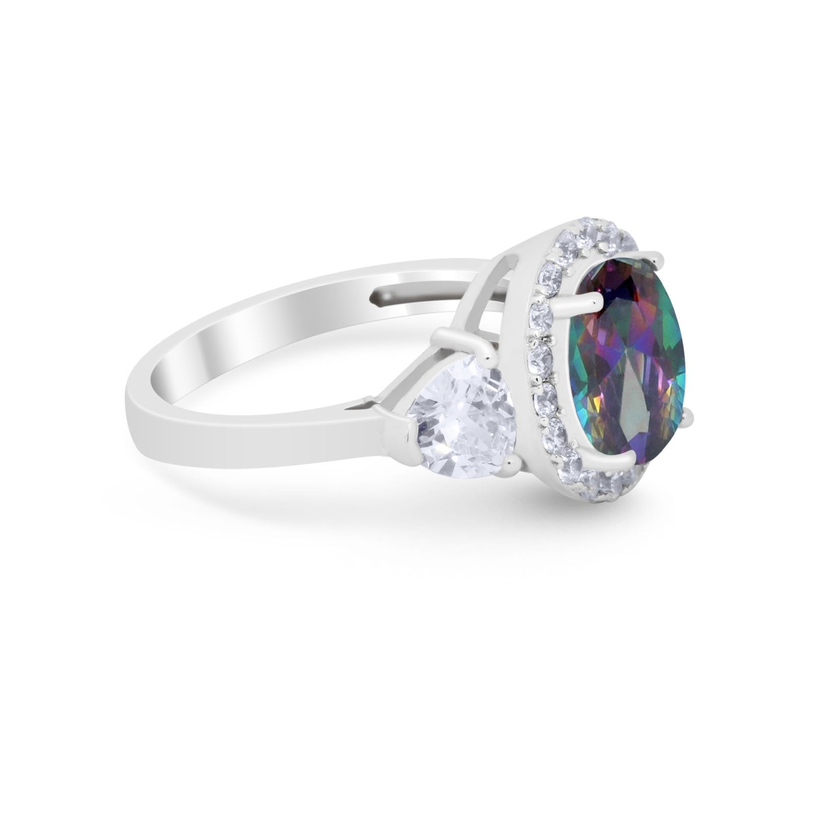 Three Stone Engagement Ring Simulated Cubic Zirconia 925 Sterling Silver BA1067