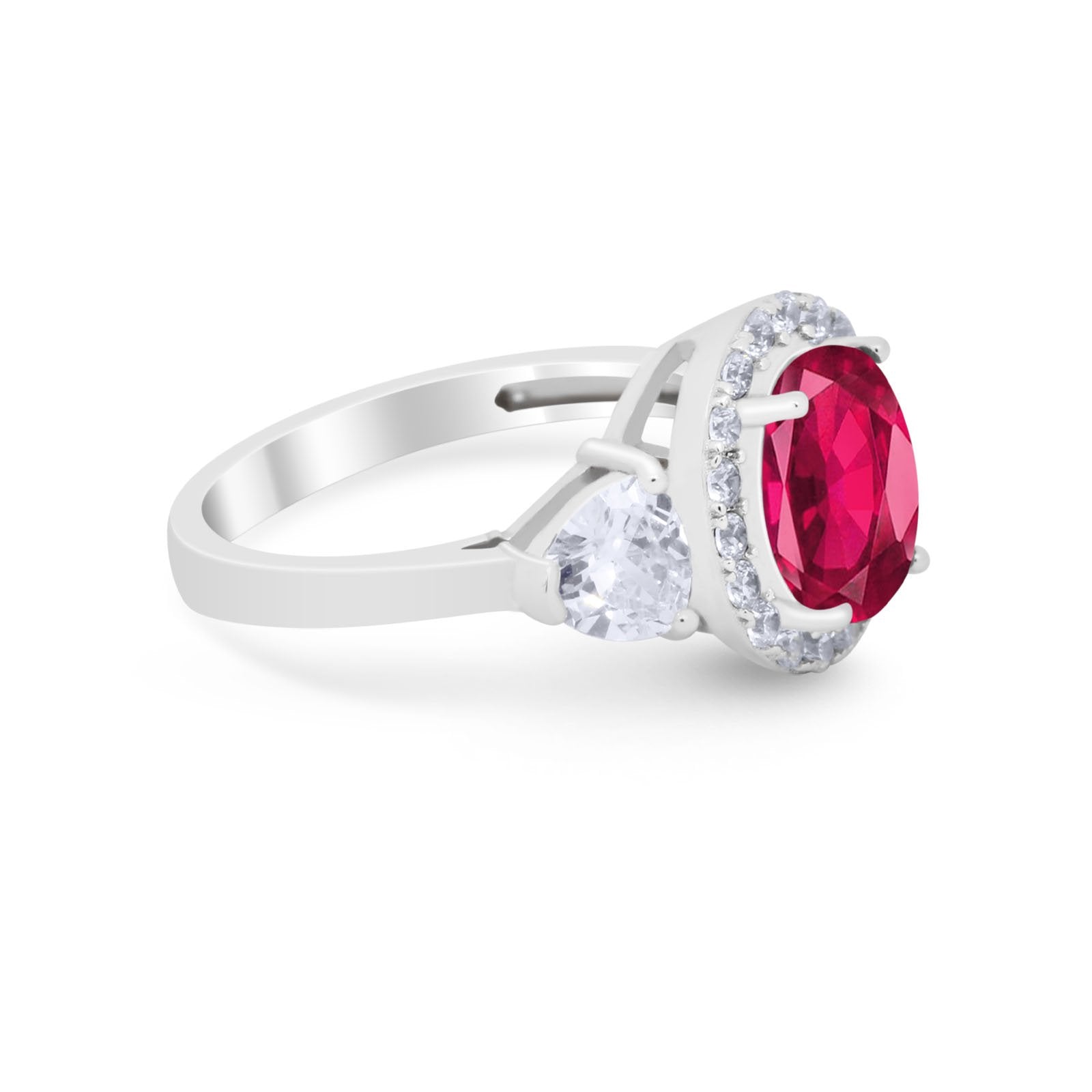 Three Stone Engagement Ring Simulated Cubic Zirconia 925 Sterling Silver BA1067