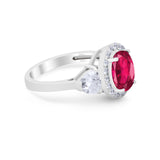 Three Stone Engagement Ring Simulated Cubic Zirconia 925 Sterling Silver BA1067