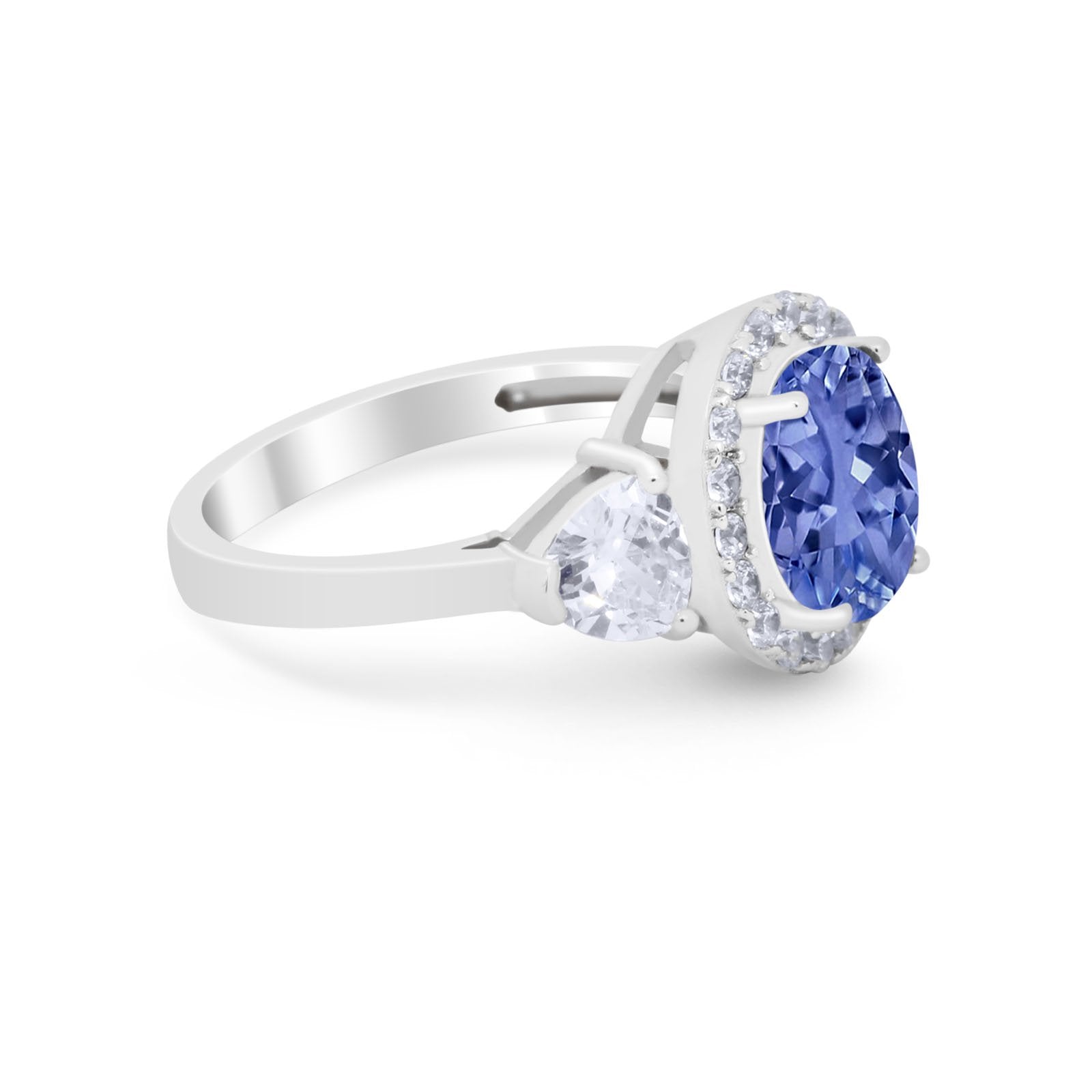 Three Stone Engagement Ring Simulated Cubic Zirconia 925 Sterling Silver BA1067