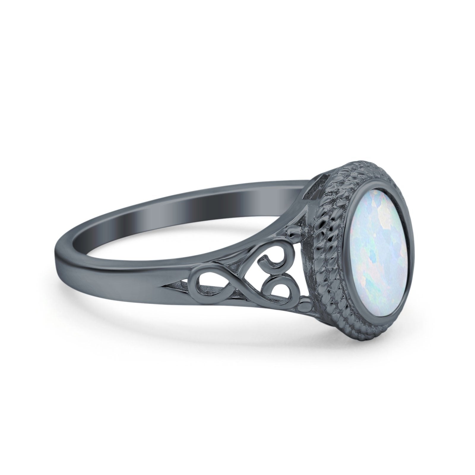 Solitaire Oval Lab Created Opal Wedding Ring Cubic Zirconia 925 Sterling Silver