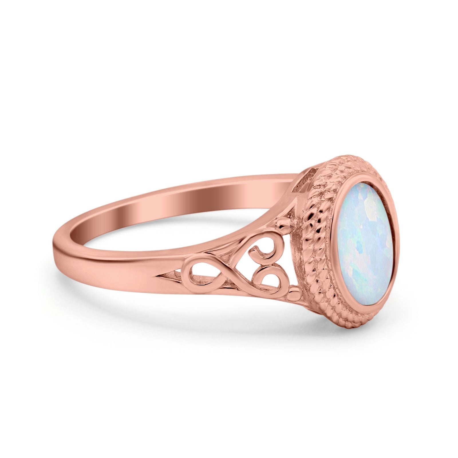 Solitaire Oval Lab Created Opal Wedding Ring Cubic Zirconia 925 Sterling Silver