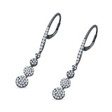Dangle Drop Leverback Earrings Graduated Circles Cubic Zirconia 925 Sterling Silver