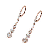 Dangle Drop Leverback Earrings Graduated Circles Cubic Zirconia 925 Sterling Silver